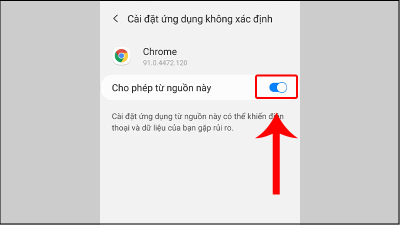 Bật công tắc ở mục Google Chrome